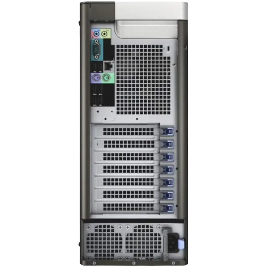 Zadní pohled na herní skříň DELL T5610 s porty a zdrojem energie