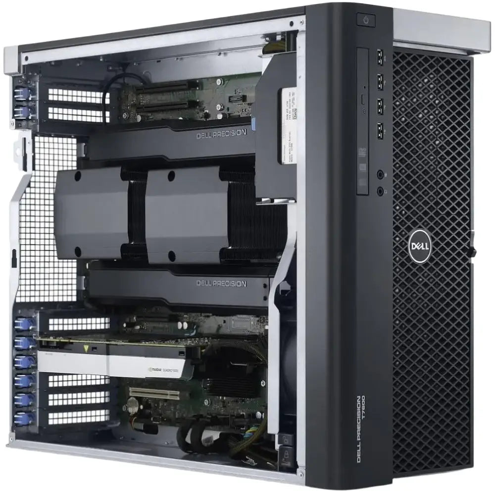 Powerful dell precision t7610 workstation with open-sided design, multiple graphics cards
