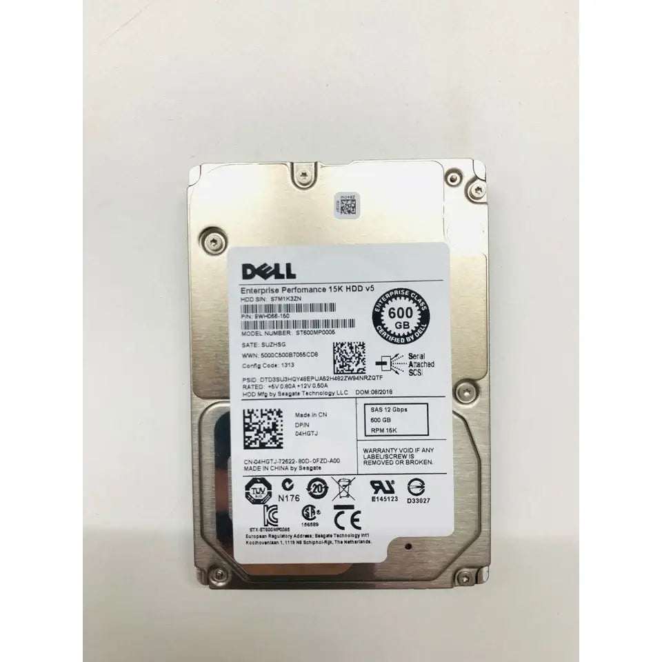 Dell enterprise performance 15k hdd v5 600GB 2.5 sAS repasovaný serverový disk se stříbrným kovovým pouzdrem a štítkem, typ disku SAS