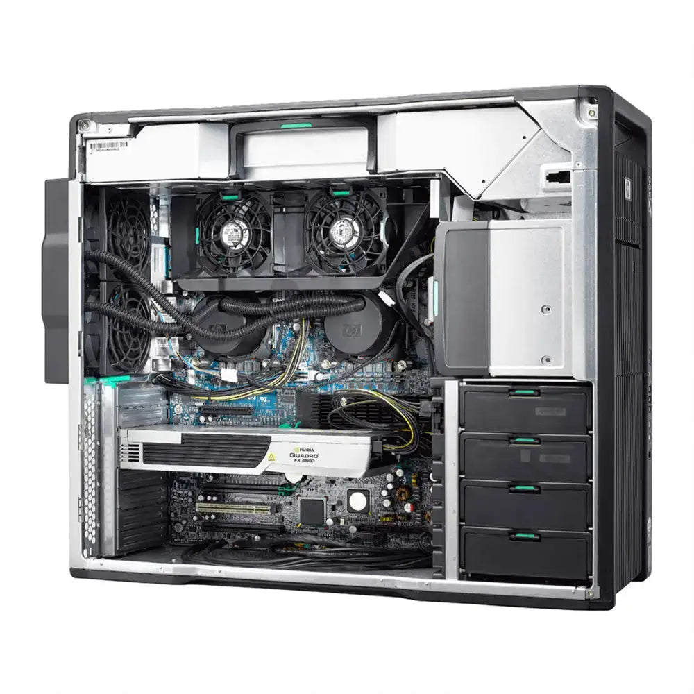 Černo-stříbrný server hp proliant dl380 g7 s interními ventilátory, základní deskou a sadou hp z800 sas lab