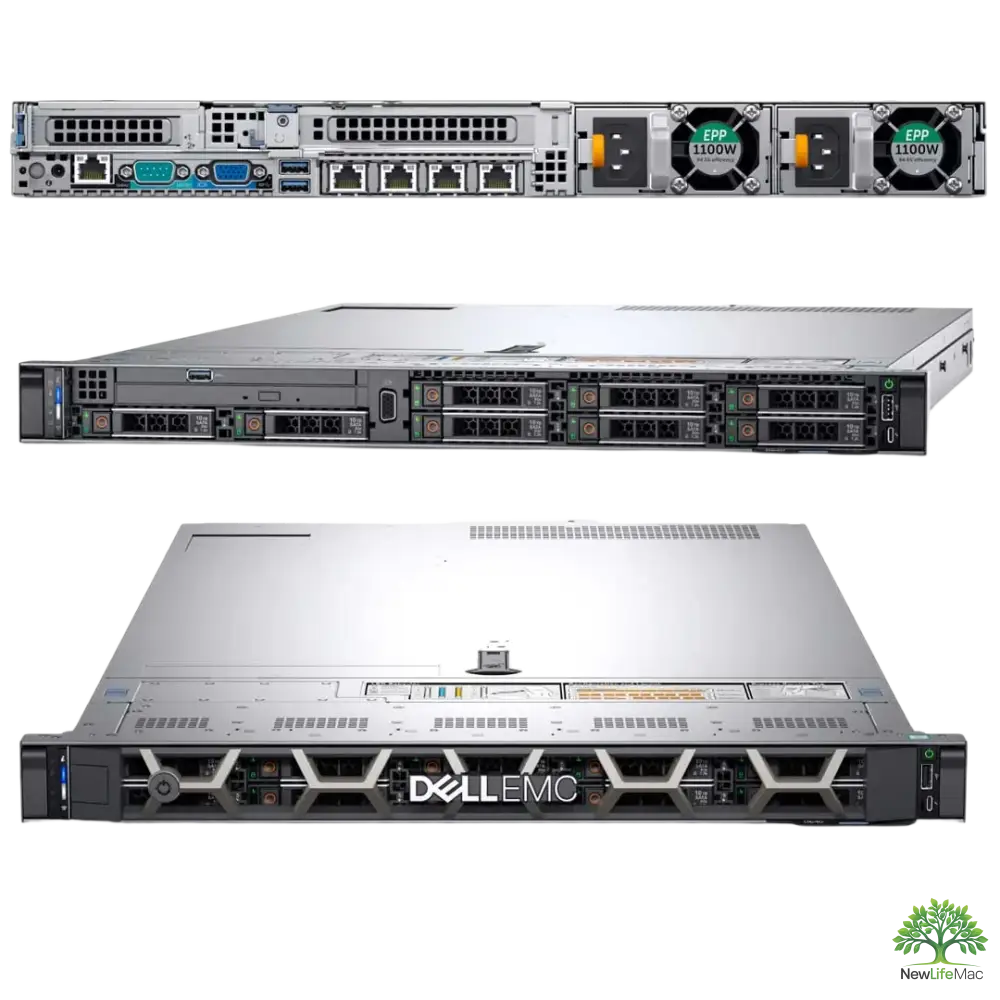 Stříbrný server R640 Xeon Silver s porty, chlazením a 128 GB RAM, repasovaný workstation