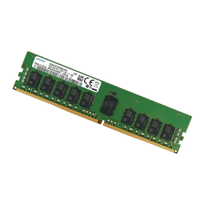 Samsung 16 gb ddr4 2400 ecc registered serverová paměť ram modul zelený s černými integrovanými obvody a zlatými kontakty