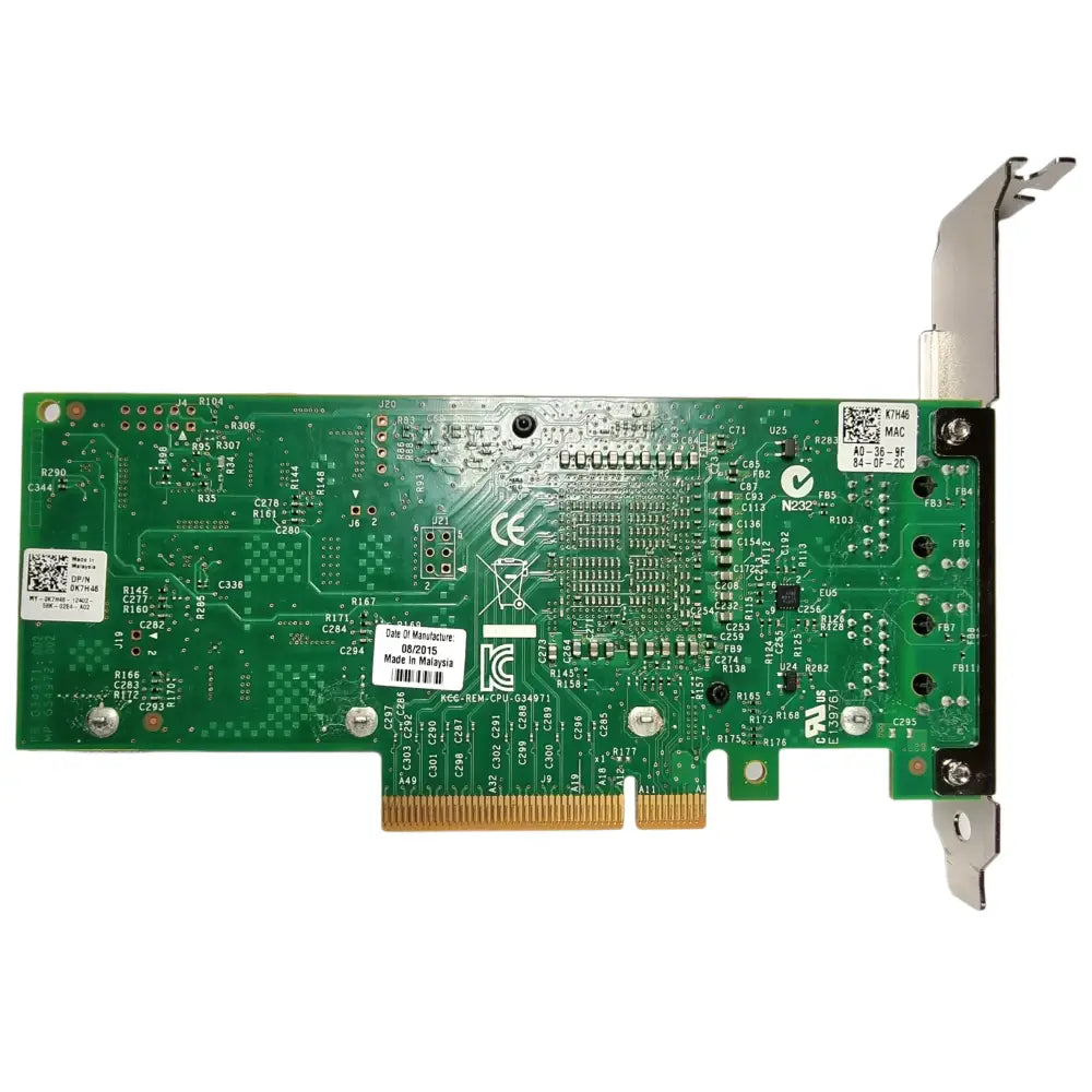 Dell K7H46 síťový adaptér s zelenou deskou, zlatým konektorem a stříbrným držákem