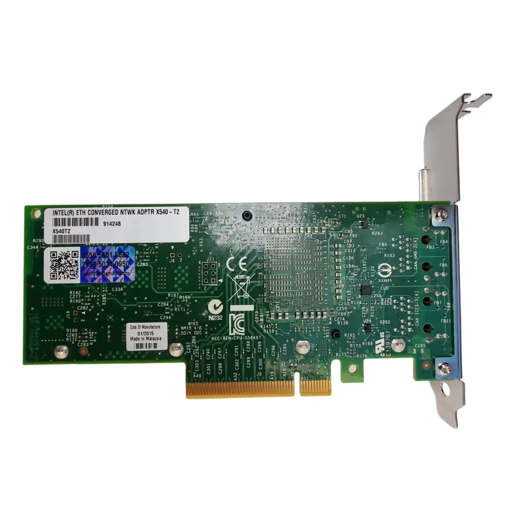 Zelený Intel X540 Ethernet adaptér pro síť CAT6A s dual-port PCIe kartu