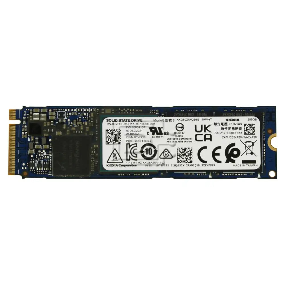 Ssd kioxia toshiba xg6 256gb m.2 nvme pcie 3.0 x4 s modrou pcb a zlatými kontakty s bílým označením