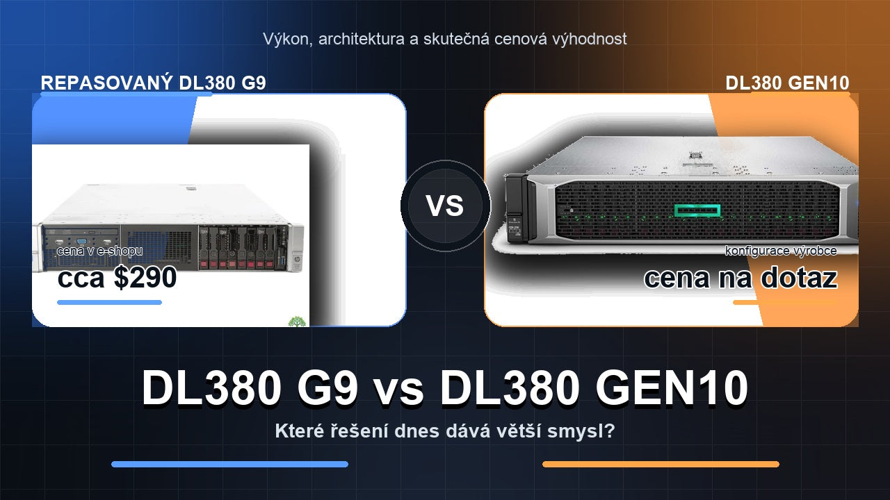 HP ProLiant DL380 G9 vs HPE ProLiant DL380 Gen10 - srovnání ceny a výkonu