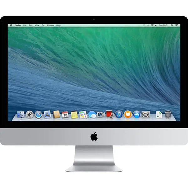 Silver apple imac 14.2 late 2013 27 s čtyřjádrovým procesorem a zelenou vlnou na obrazovce pro opravdu náročné uživatele