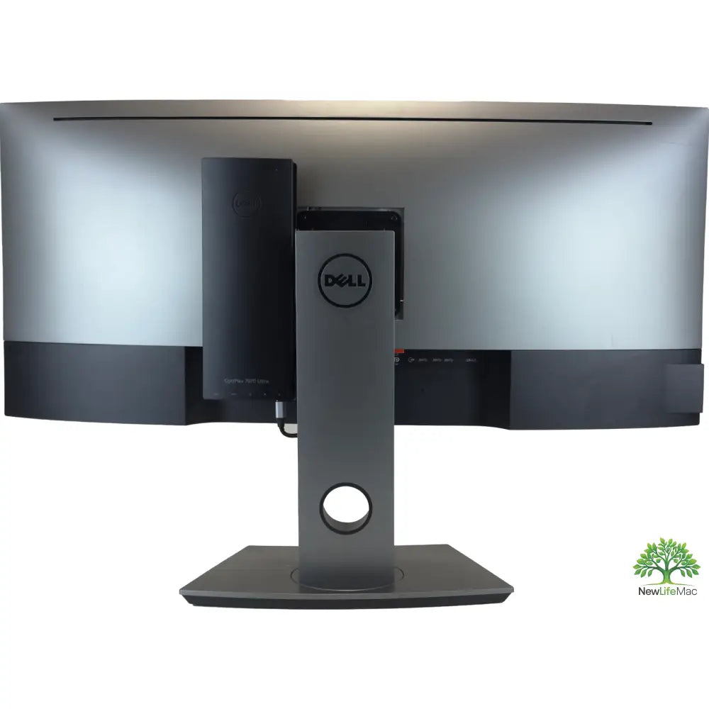 Stříbrný stojan na monitor dell s černou základnou a vertikální podporou pro dell optiplex 7070 ultra a dell u3417w 34 palců