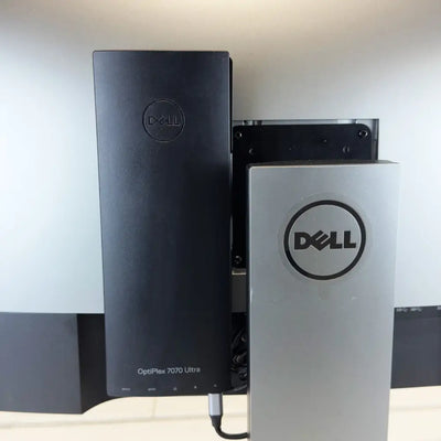 Černé a stříbrné dell optiplex 7070 ultra desktop počítače s matným povrchem v profesionálním designu
