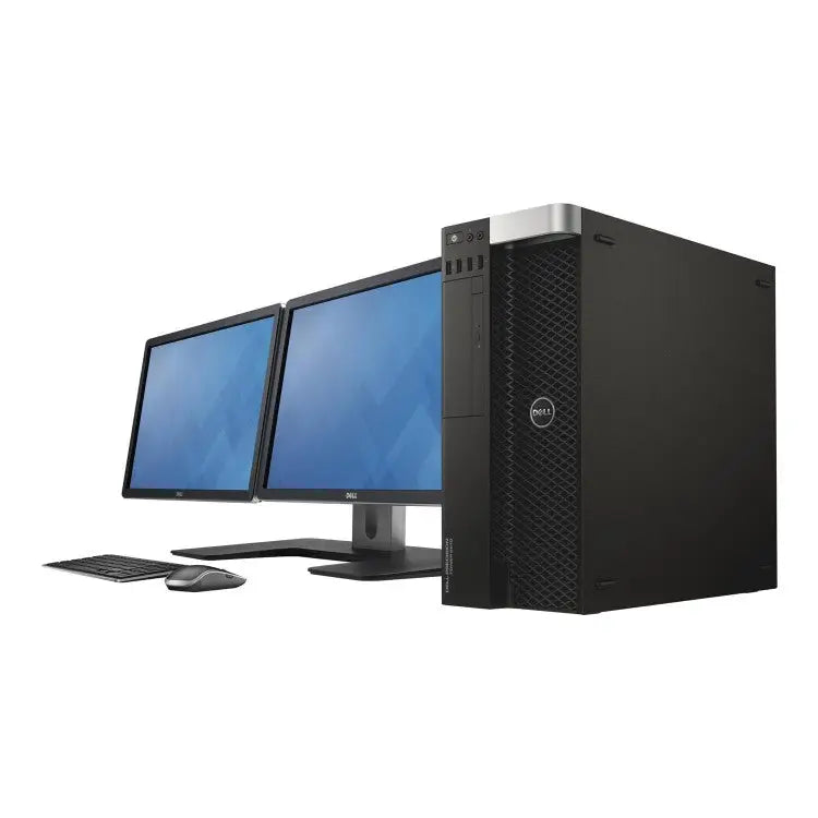 Černá desktop tower dell precision 7540 se stříbrnými akcenty a síťovaným předním panelem pro výkonný CAD design