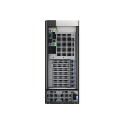 Stříbrno černý server dell precision 5810 s více diskovými sloty a zadními i o porty pro profesionální využití cad