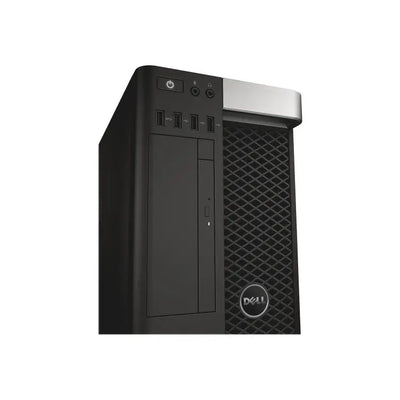 Černý a stříbrný dell precision 5810 gaming barebone tower počítač s mesh předním panelem a jedním procesorem