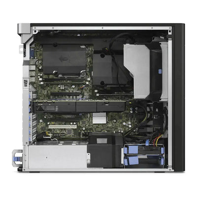 Černý a stříbrný dell precision 7540 desktop s viditelnými vnitřními komponenty v bundlu t7810 s duálním cpu