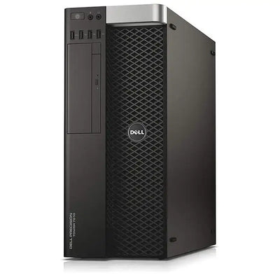 Černá dell precision tower 3640 desktopová věž se stříbrným horním panelem a diamantovou mřížkou v přední části