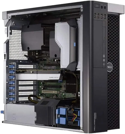 Dell Precision T7920 tower s odnímatelným bočním panelem a interními komponenty