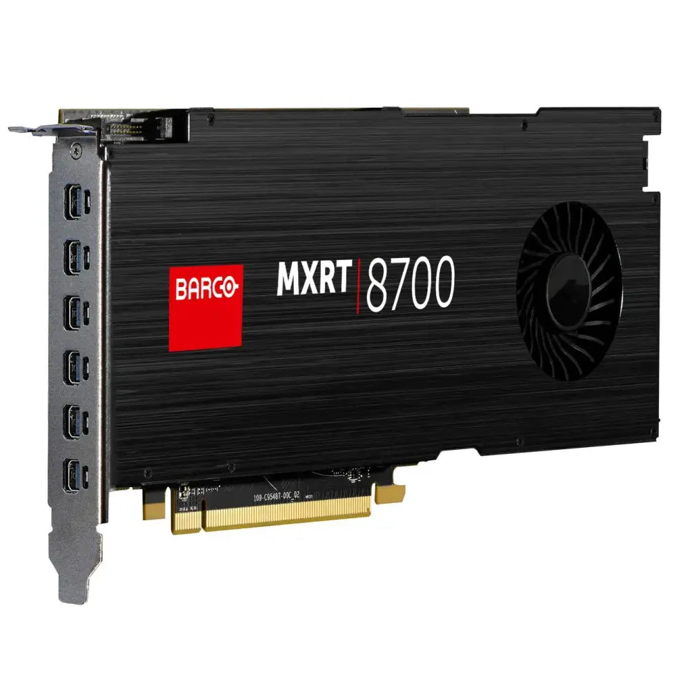 Černá grafická karta barco mxrt 8700 s 16gb gddr5 pamětí amd radeon a integrovaným chladicím ventilátorem