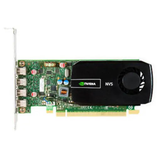 Černá nvidia nvs 510 2gb ddr3 grafická karta s chladicím ventilátorem a zelenou deskou mini displayport