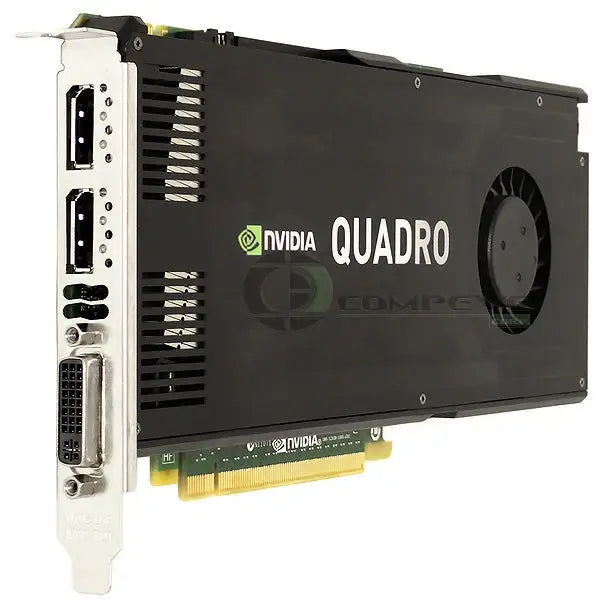 Černá nvidia quadro k4200 profesionální grafická karta 4gb gddr5 se stříbrným kovovým držákem a větracími otvory