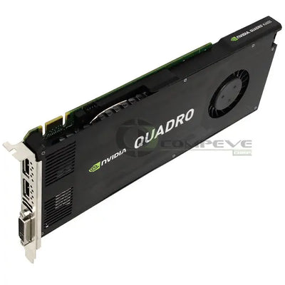 Černá nvidia quadro k4200 profesionální grafická karta s 4gb gddr5 pamětí a zeleným logem s ventilátorem chlazení