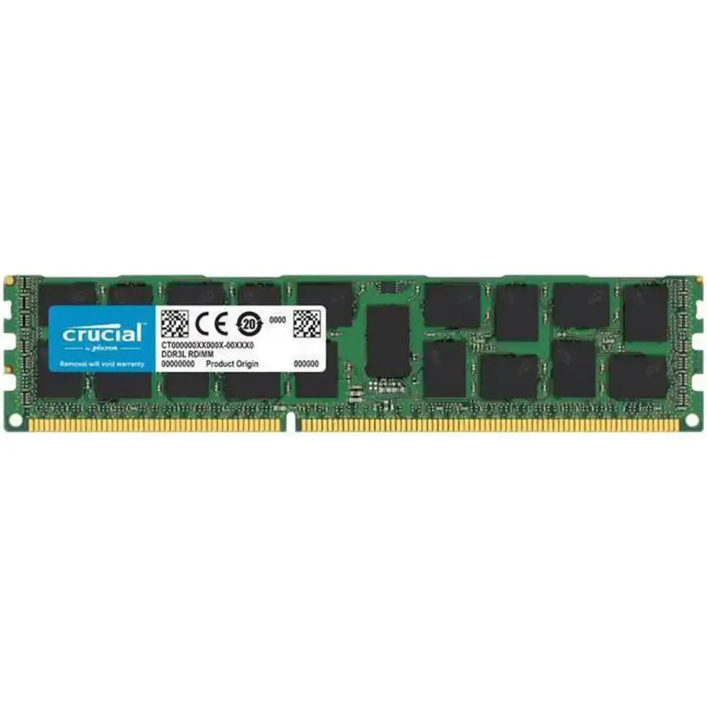 Green crucial ddr3l ram module with black memory chips and gold contact edge in hp z800 sas lab bundle product