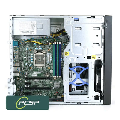 Lenovo thinkstation p310 tower gaming barebone silver a černý počítač s viditelnými komponentami uvnitř