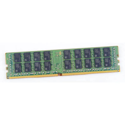 Zelená sam­sung 32gb ddr4 server ram r-dimm reg ecc paměťová karta s černými obdélníkovými čipy a zlatými kontakty