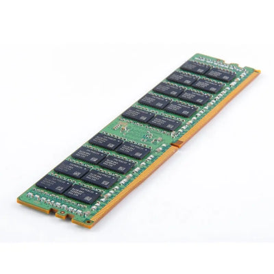 Zelená základní deska s černými paměťovými čipy a zlatými kontakty standardní dimm formát pro samsung 32GB pc4-2133p ddr4 server RAM
