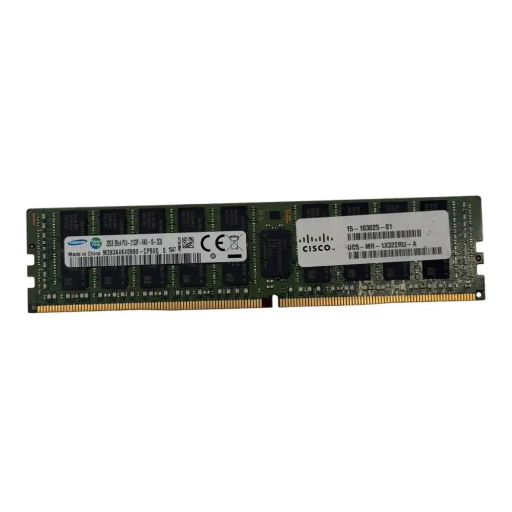Cisco ucs-mr-tx32ru-a server memory module with black circuitry and gold contacts for samsung 32gb ddr4 ecc ram