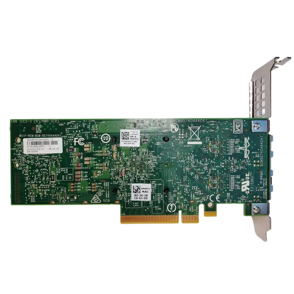 Green printed circuit board with metal bracket for bcm957412a síťová karta side scaling