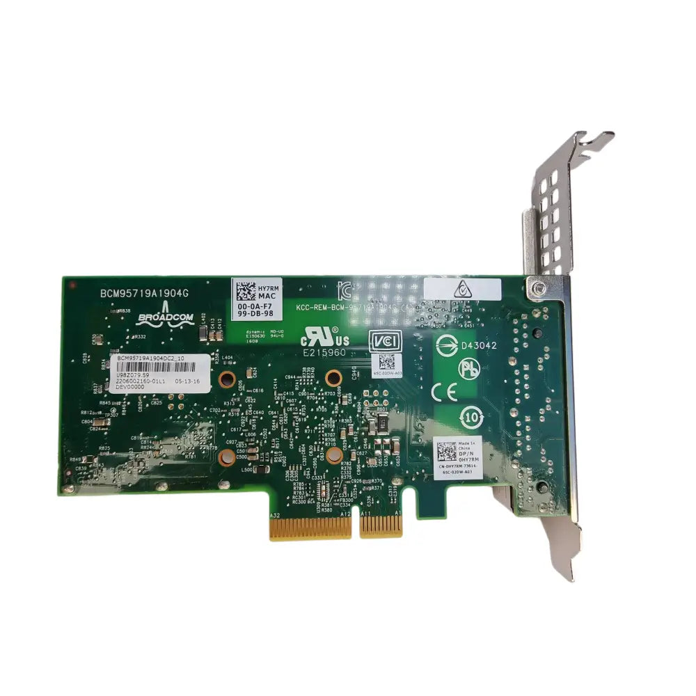 Zelená deska s pozlacenými konektory a kovovým držákem pro dell hy7rm