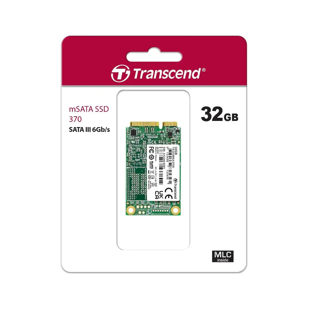 Transcend msata ssd 32gb compact zelená deska s gold kontakty a bílým označením pro rychlé ukládání dat