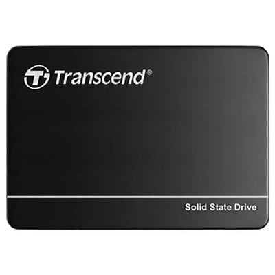 Černý transcend solid state drive s minimalistickým designem a stříbrným logem s kapacitou 64GB 2.5 palců SATA