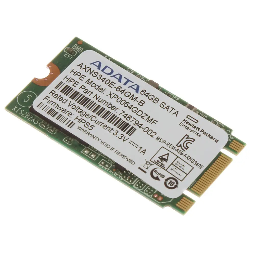 Adata 64gb sata solid-state drive s m2 formátem 2242 se zelenou deskou a bílou etiketou s černým textem