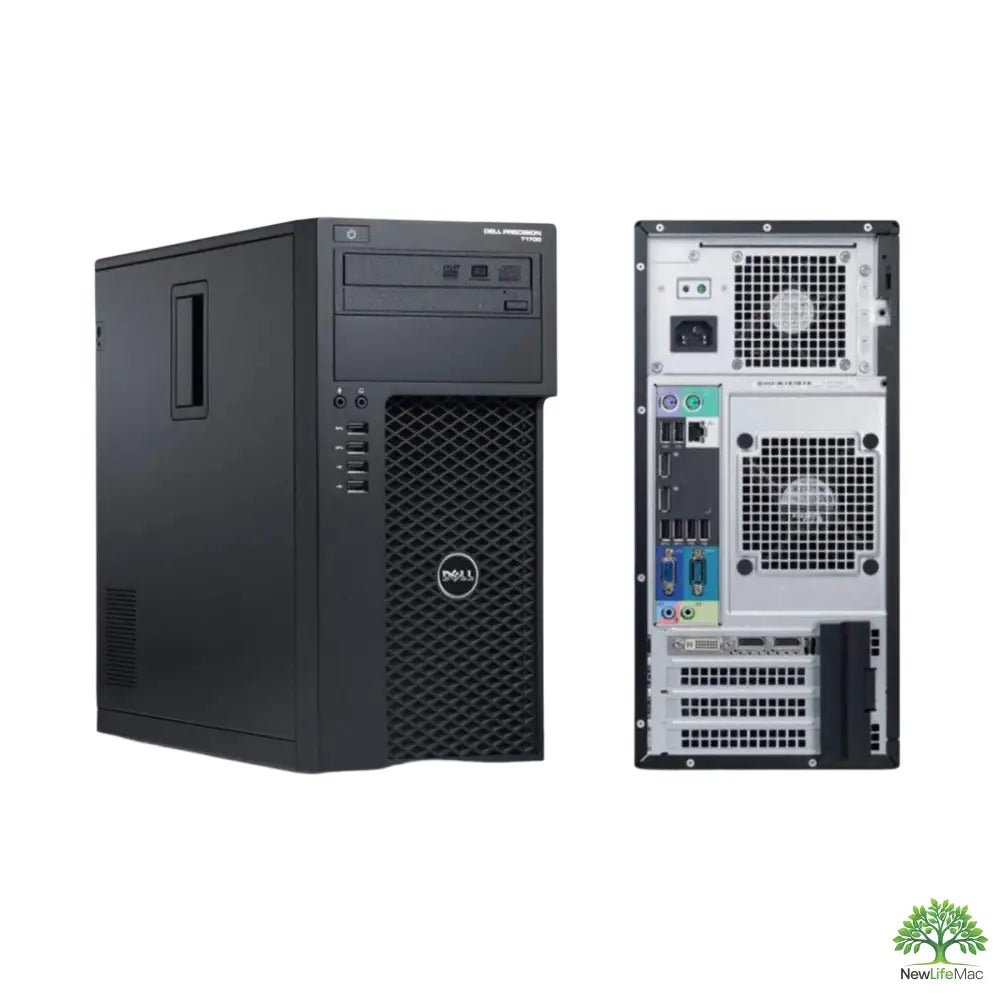 Dell T3620 tower s počítačem s black exterior a perforovaným bočním panelem, 240GB SSD a Xeon E3-1225V5